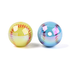 Sports UV Plating Opaque Acrylic Beads&nbsp;PACR-N016-03