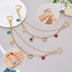 2Pcs Alloy Heart Tassel Aluminum Double Layer Chain Bag Decorative Chains&nbsp;HJEW-PH02393