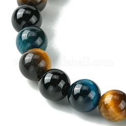 Dyed Natural Tiger Eye & Black Onyx Round Beaded Stretch Bracelets for Women&nbsp;BJEW-TA00438