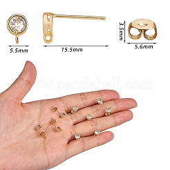 5 Pairs Rack Plating Brass Micro Pave Cubic Zirconia Stud Earring Findings&nbsp;KK-SZ0005-96