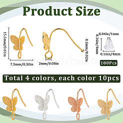 40Pcs 4 Colors Brass Butterfly Earring Hooks&nbsp;KK-SC0005-54