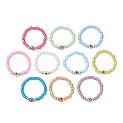 10Pcs 10 Colors Glass Bead Finger Rings&nbsp;RJEW-MZ00033