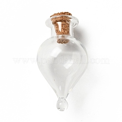 Teardrop Glass Cork Bottles Ornament&nbsp;AJEW-A039-01B