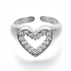 Brass Micro Pave Clear Cubic Zirconia Cuff Rings&nbsp;RJEW-S045-015P-NR