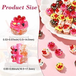 40Pcs 5 Colors Resin Strawberry Cake Ornament&nbsp;DJEW-CJ0001-20