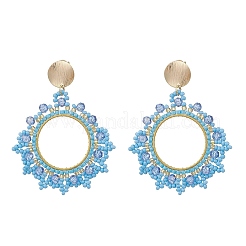 Glass Seed Bead Woven Stud Earrings&nbsp;EJEW-MZ00597-03