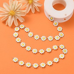304 Stainless Steel Daisy Flower Link Chains with Enamel&nbsp;AJEW-CJ0001-22B
