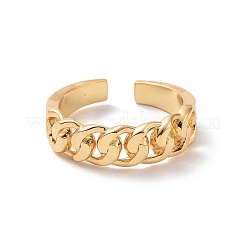 Brass Curb Chains Shape Open Cuff Ring for Women&nbsp;RJEW-P034-07G