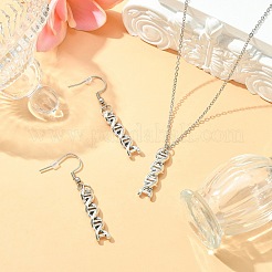 DNA Double Helix Alloy Pendant Necklaces & Danhle Earrings Jewelry Sets&nbsp;SJEW-JS01279