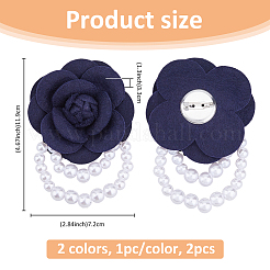 2Pcs 2 Colors Cloth Flower Brooch&nbsp;JEWB-FH0001-61B