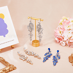 3 Pairs 3 Colors Sparkling Rhinestone Leafy Branch Dangle Stud Earrings&nbsp;EJEW-FI0001-90