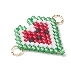 Glass Seed Beaded Watermelon Heart Links Connector Charms&nbsp;PALLOY-MZ01142