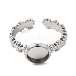 Flower 304 Stainless Steel Cuff Ring Components&nbsp;STAS-P454-05A-P
