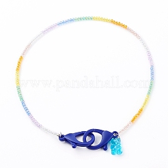 Rainbow Personalized Electroplate Glass Beaded Necklaces&nbsp;NJEW-JN03410