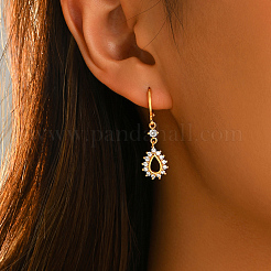 Brass Micro Pave Cubic Zirconia Teardrop Leverback Dangle Earrings for Women&nbsp;VY8571