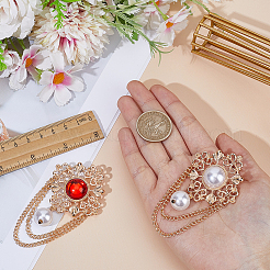 2Pcs 2 Colors Flower ABS Plastic Imitation Pearl Brooches&nbsp;JEWB-CP0001-57