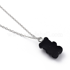 Bear Resin Pendant Necklaces&nbsp;NJEW-JN03016-01