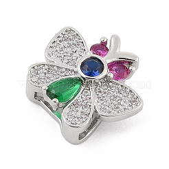 Brass Micro Pave Cubic Zirconia Slide Charms&nbsp;ZIRC-I068-22P-02