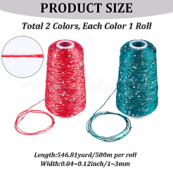 2 Rolls 2 Colors Polyester Sparkle Sequin Yarn&nbsp;OCOR-CY0002-52A