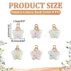 48Pcs 6 Colors Luminous Glass Pendants&nbsp;FIND-WR0012-19