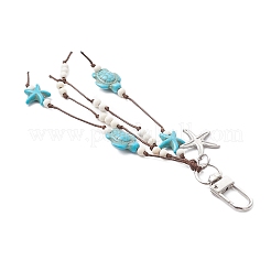 Starfish Turtle Synthetic Turquoise & 304 Stainless Steel Pendants Decorations&nbsp;HJEW-TA00442
