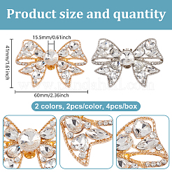 4Pcs 2 Colors Bowknot Alloy Rhinestone Shoe Decoration&nbsp;FIND-GO0002-34