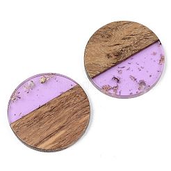 Transparent Resin & Walnut Wood Pendants&nbsp;RESI-S389-025A-B01