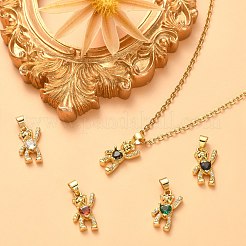 5Pcs 5 Colors Brass Clear Cubic Zirconia Pendants&nbsp;KK-CJ0001-76