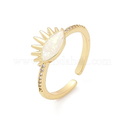 Eye Brass Micro Pave Clear Cubic Zirconia Open Cuff Rings for Women&nbsp;RJEW-G343-29G-01