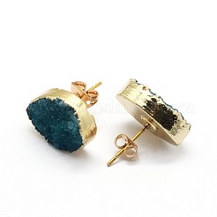 Natural Druzy Quartz Stud Earrings&nbsp;EJEW-P164-B02