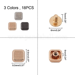 18 Sets 3 Colors Zinc Alloy Bag Decorate Brads&nbsp;PALLOY-CA0001-86