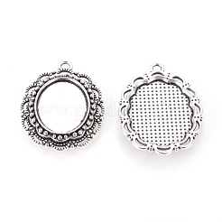 Metal Alloy Pendant Cabochon Settings&nbsp;PALLOY-A16474-AS