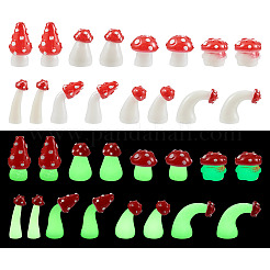 32Pcs 8 Style Luminous Mushroom Resin Display Ornaments&nbsp;DJEW-TA0001-02