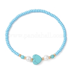 Glass Seed Bead & Natural/ Synthetic Gemstone Stretch Bracelets for Women&nbsp;BJEW-MZ00310