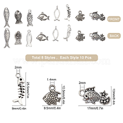 80Pcs 8 Style Tibetan Style Zinc Alloy Pendants&nbsp;TIBEP-SC0001-93