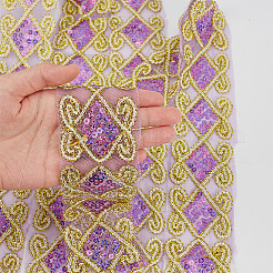 10 Yards Polyester Lace Ribbon with Paillette&nbsp;OCOR-WH0090-050B