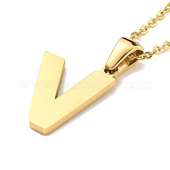 Ion Plating(IP) Initial Letter 304 Stainless Steel Pendant Necklaces&nbsp;NJEW-M199-01G-V