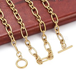 Ion Plating(IP) 304 Stainless Steel Figaro Chain Necklaces&nbsp;NJEW-O124-03G