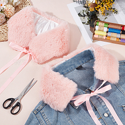 2Pcs Faux Rabbit Fur Collar with Ribbon for Women&nbsp;AJEW-BC0010-78B