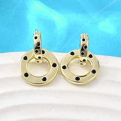 Flat Round Brass Micro Pave Cubic Zirconia Hoop Earrings&nbsp;EJEW-U061-02G