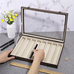 8-Slot MDF Covered with PU Leather Pen Organizer Display Cases with Acrylic Window Lid&nbsp;ODIS-WH0086-232A-01