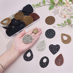 36Pcs 9 Styles Wood Pendants&nbsp;WOOD-PH0003-72