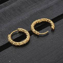 Ion Plating(IP) 304 Stainless Steel Grooved Hoop Earrings&nbsp;EJEW-M218-01A-G