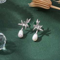Natural Pearl Ear Studs&nbsp;EJEW-P286-19P