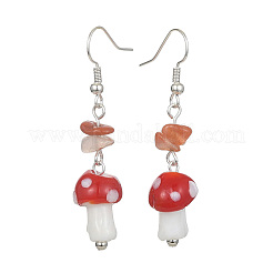 4 Pairs 4 Style Allloy Mushroom Dangle Earrings&nbsp;EJEW-TA00309