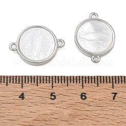 Rack Plating Brass & Natural White Shell Connector Charms&nbsp;SH-CBA6629-33P