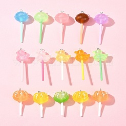 9Pcs 3 Colors Translucent Resin Imitation Food Pendants&nbsp;FIND-FS0002-90
