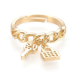 Adjustable Brass Micro Pave Clear Cubic Zirconia Finger Rings&nbsp;RJEW-M133-08G