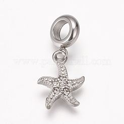 304 Stainless Steel European Dangle Charms&nbsp;OPDL-G006-34AS