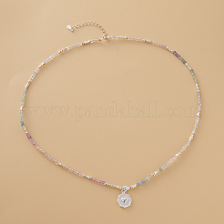 S925 Silver Heart Natural Fluorite Sugar Cube Necklace Sweet&nbsp;XE9722